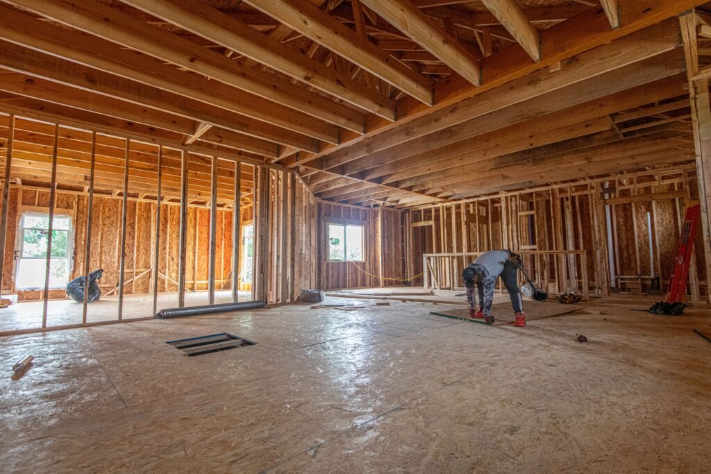 Interior view of a residential home under construction in The Colony, Texas.